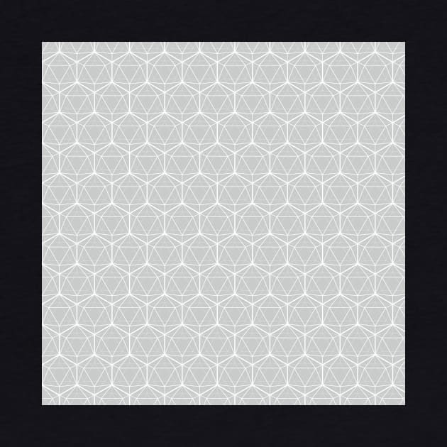 Icosahedron Pattern White on Soft Gray by Beth Thompson Art